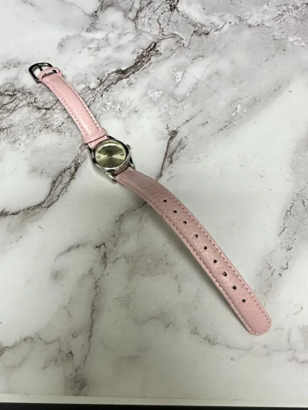 3/$30 Charles Raymond Watch Women Silver Tone 23MM Dial Pink Leather Band